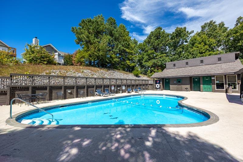 The enjoyable outdoors Gatlinburg High Chalet Condos swimming pool. at A Moonlit Kiss in Gatlinburg TN