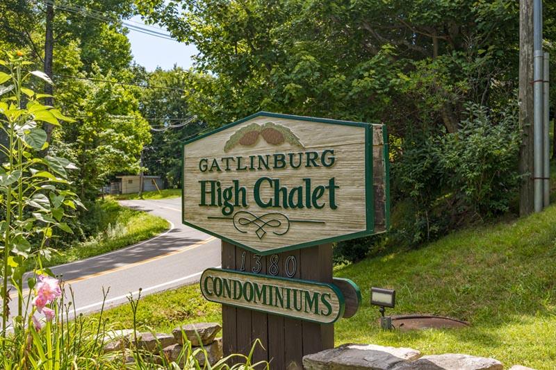 Entry to Gatlinburg High Chalet Condos. at A Moonlit Kiss in Gatlinburg TN