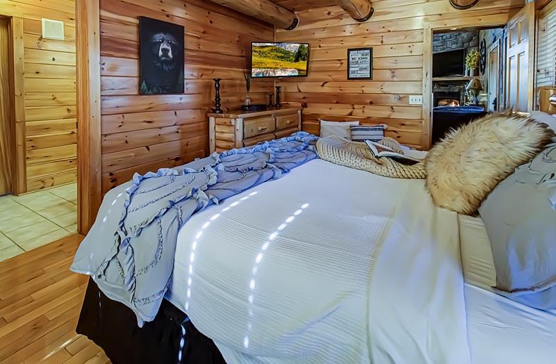 Fourth cabin bedroom with private bath. at A Great Escape in Gatlinburg TN