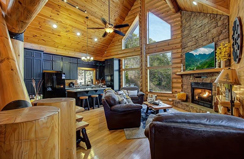 Beautiful cabin rental in the Smokies with panoramic windows. at A Great Escape in Gatlinburg TN