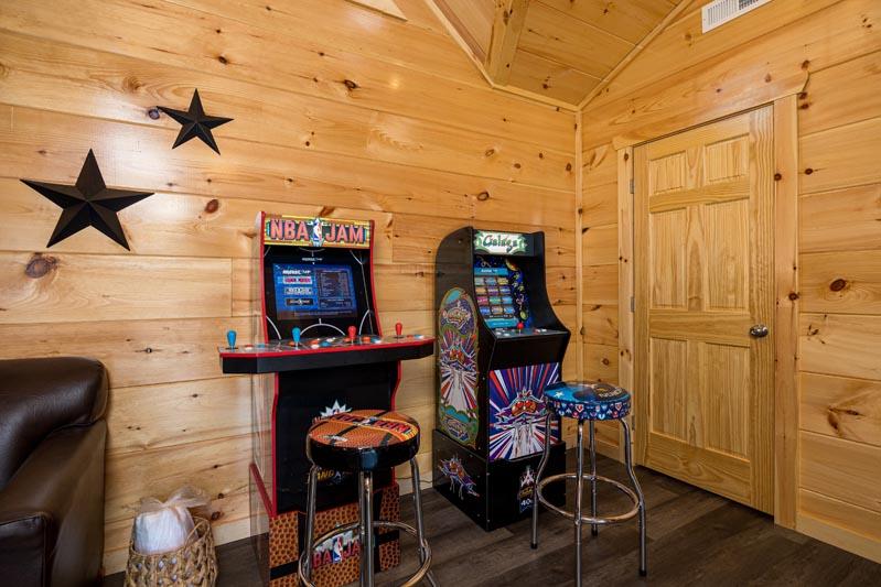 Multi-game arcades in your cabin rental game-room. at Big Splash Lodge in Gatlinburg TN