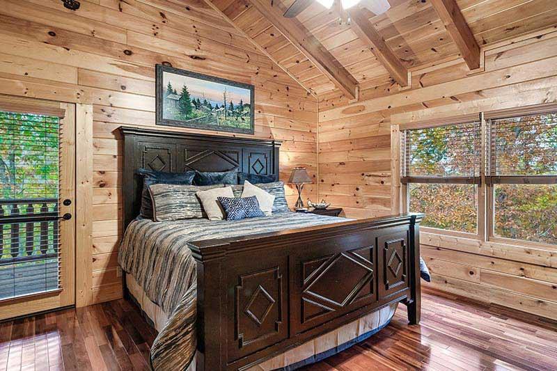 One of several large cabin beds. at Alpine Oasis in Gatlinburg TN