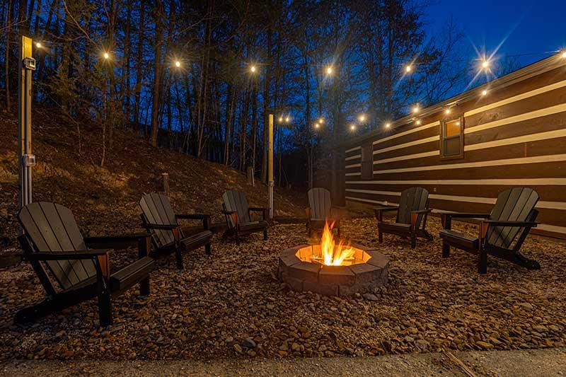 What better way to relax at your cabin fire pit in the Smokies. at Moonlight Obsession in Gatlinburg TN