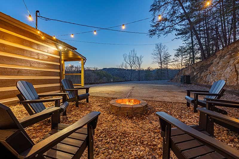 Seating around the firepit looking towards the Smoky Mountains. at Moonlight Obsession in Gatlinburg TN