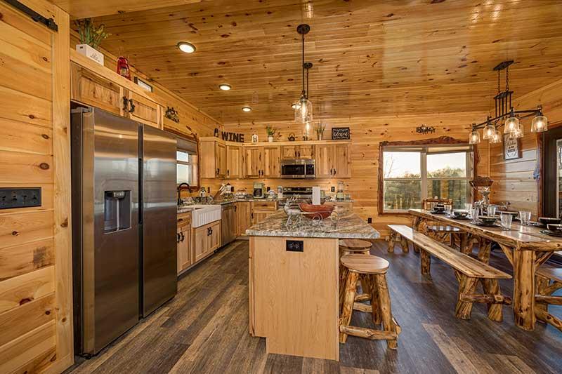 Smokies cabin rental with a fully equipped kitchen. at Morning View in Gatlinburg TN