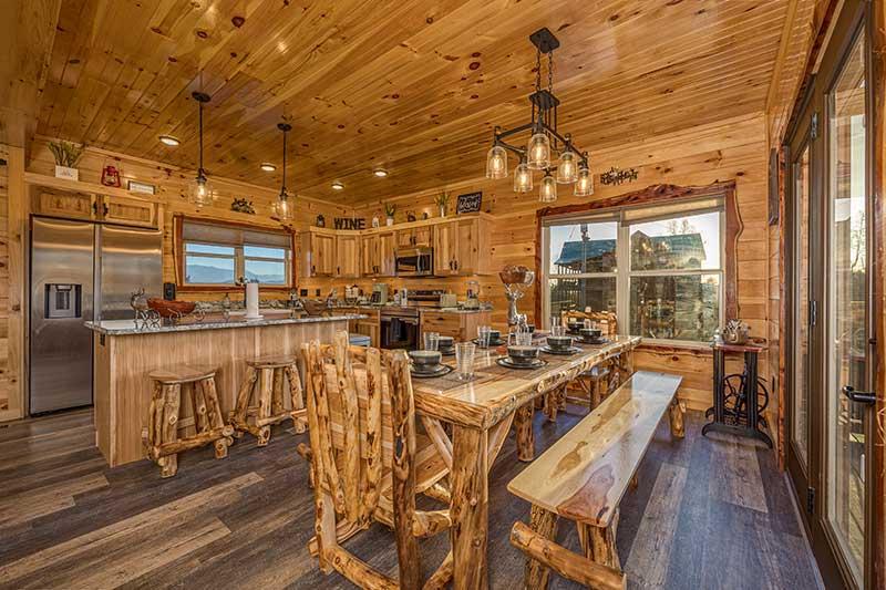 Your cabin rental's dining room. at Morning View in Gatlinburg TN