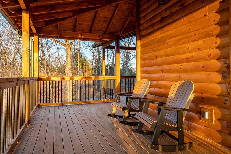 Rest watching sunsets and sunsrises from you cabin in the Smokies porch seating. at Morning View in Gatlinburg TN