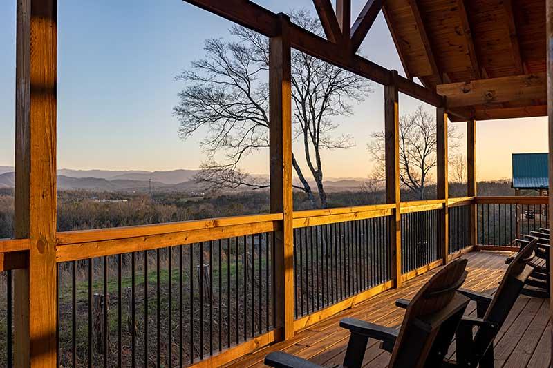 Enjoy Smoky Mountain sunsets from your cabin porch. at Morning View in Gatlinburg TN