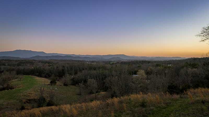 Sunset over the Smokies as seen from your cabin porches. at Morning View in Gatlinburg TN