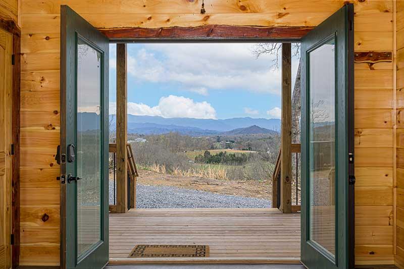 Rental cabin entry view Smoky Mountains. at Sunset Peak in Gatlinburg TN