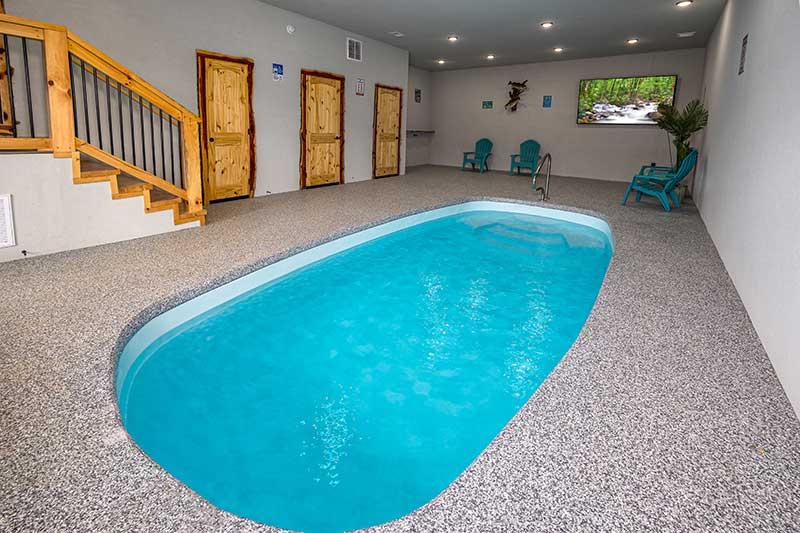 Rental cabin's private swimming pool. at Morning View in Gatlinburg TN