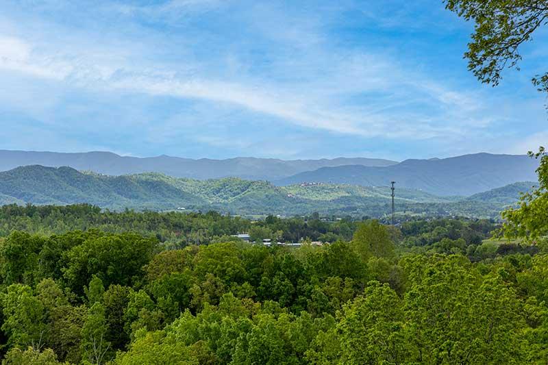 Smoky Mountains as seen from your front porch at Mountain View cabin. at Morning View in Gatlinburg TN