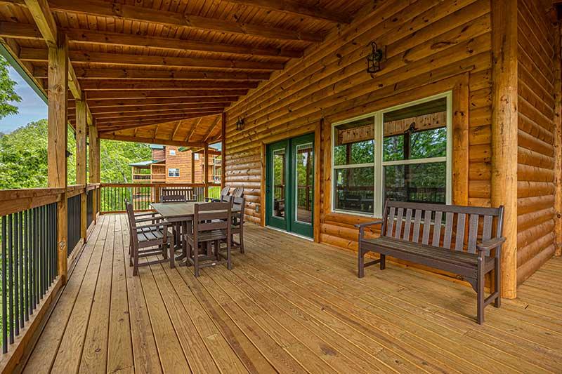 Enjoy outdoor dining at your cabin in the Smokies. at Sunset Peak in Gatlinburg TN