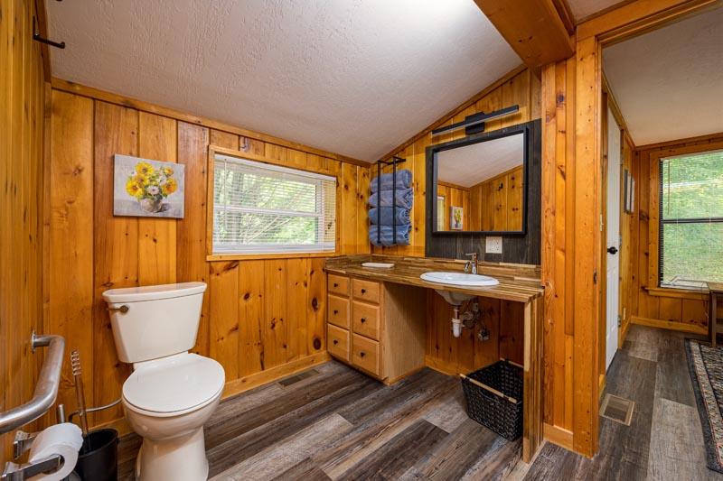 Cabin rental bath. at Pigeon Forge Getaway in Gatlinburg TN