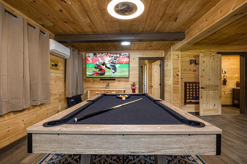 Pool table at your Smoky Mountain cabin rental. at Mountain Creek View in Gatlinburg TN