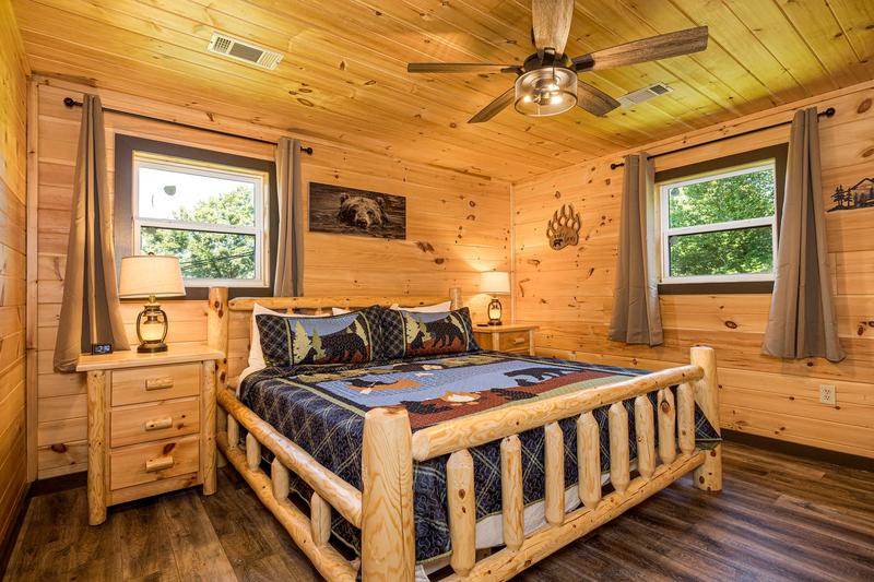 Your cabin's third bedroom with log bed. at Mountain Creek View in Gatlinburg TN