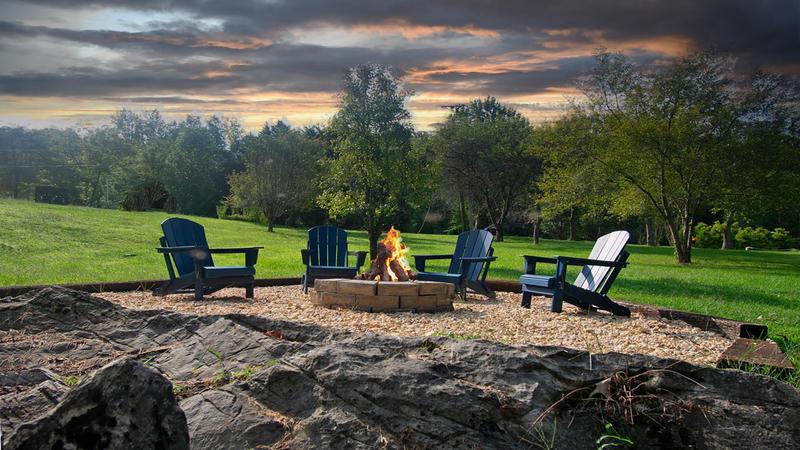 Fire pit at your Smoky Mountains cabin rental. at Mountain Creek View in Gatlinburg TN