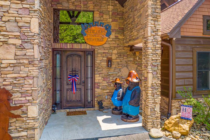 Grand entryway into Five Bears Mountain View Lodge. at Five Bears Mountain View Lodge in Gatlinburg TN