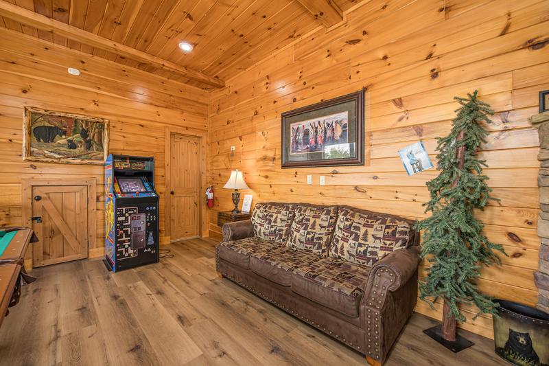 Gameroom seating just for relaxing. at Five Bears Mountain View Lodge in Gatlinburg TN