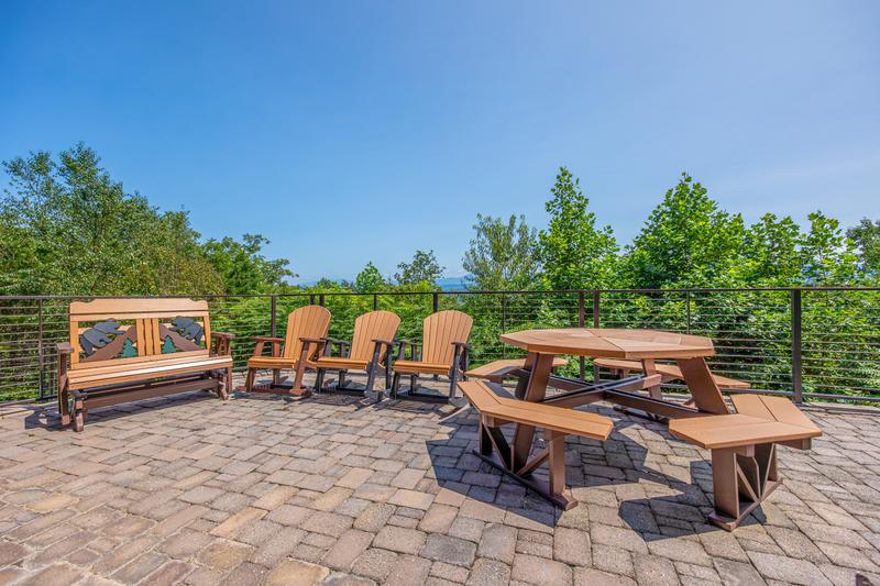 Your Smoky Mountains cabin offers plenty of picnic seating area. at Five Bears Mountain View Lodge in Gatlinburg TN