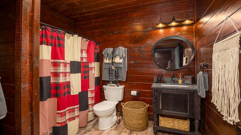 Your cabin's third full bath. at Stonehenge Cabin in Gatlinburg TN