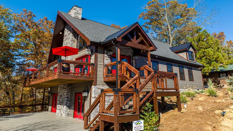 Exterior Smoky Mountains cabin rental Stonehenge. at Stonehenge Cabin in Gatlinburg TN