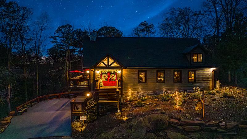 Lighted cabin rental in the Smokies Sevierville TN. at Stonehenge Cabin in Gatlinburg TN