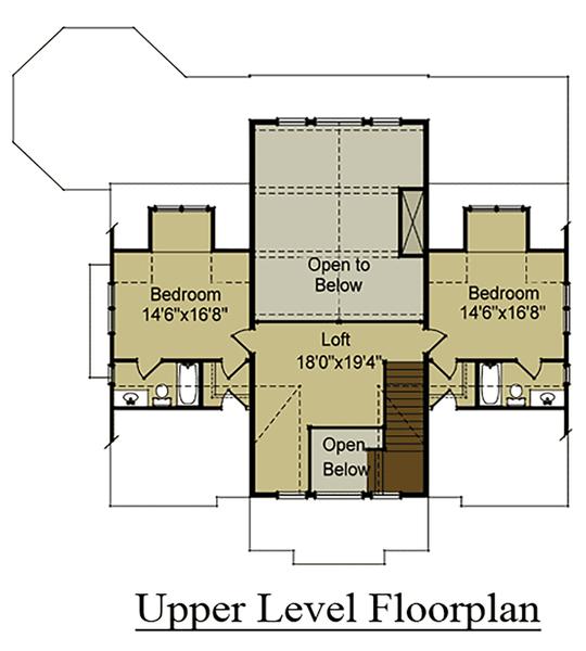 Cabin Upper Floor Plan  at Waterfall Wanderland in Gatlinburg TN