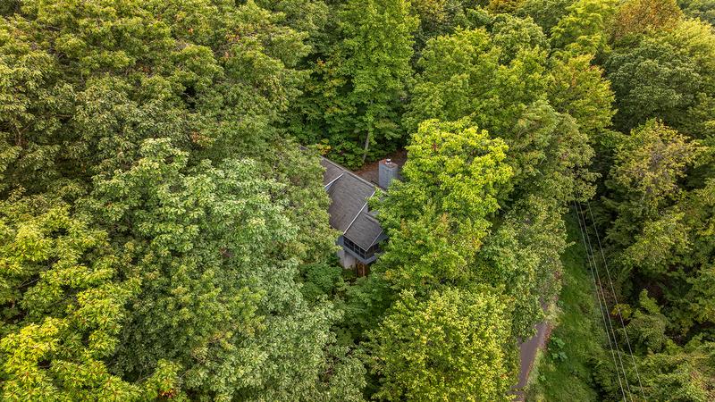 Life's more fun in the Smokies and this aerial photo tells a story of living in the forest. at Chalet All Day in Gatlinburg TN