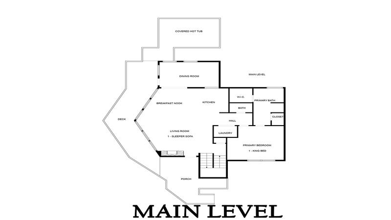 The main level of your Smoky Mountains pool cabin with 3 bedrooms.