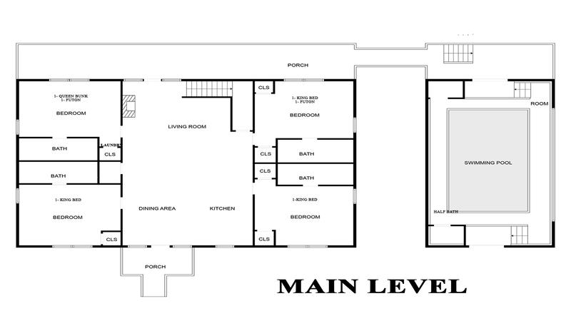 Cabin Fever Vacation cabin Rental with 8 bedrooms and a large in-cabin private swimming pool.