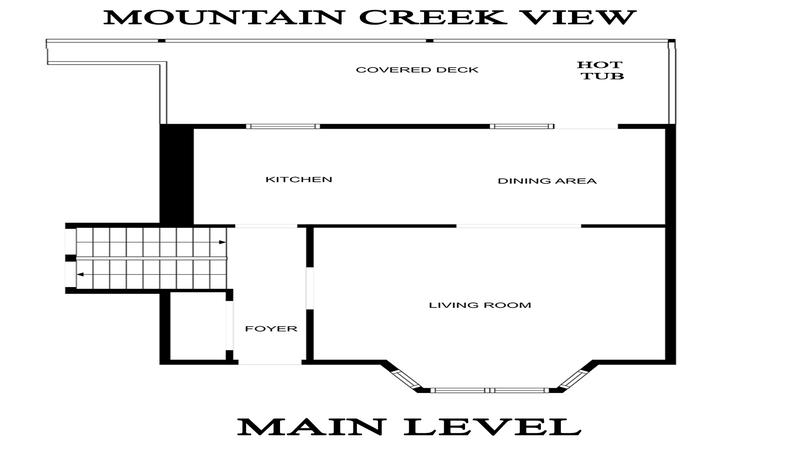 Floor plan's Main Level of Smoky Mountains cabin rental Mountain Creek View.