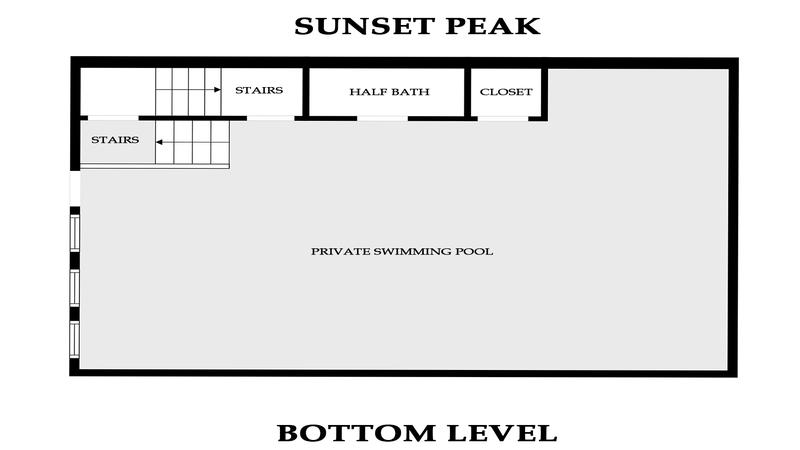 Bottom level floorplan for Smoky Mountains cabin rental Sunset Peak.