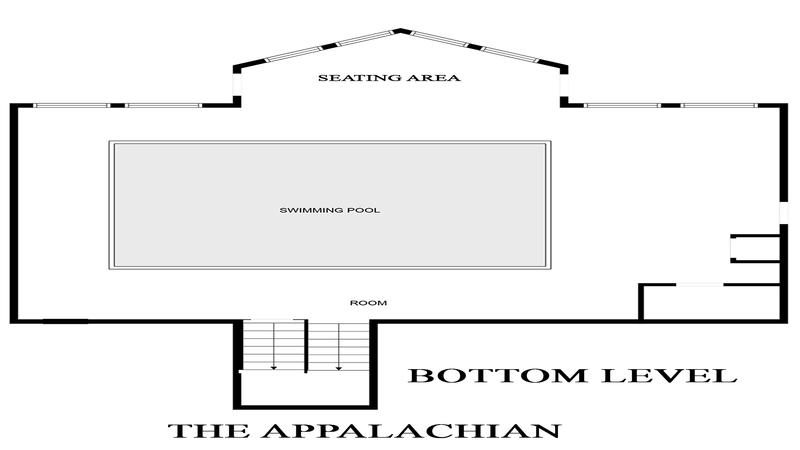 Bottom level floorplan for Smoky Mountains cabin rental The Appalachian.