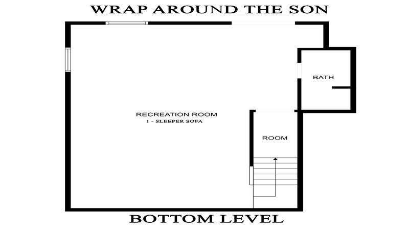 Smoky Mountains cabin floorplan bottom level.