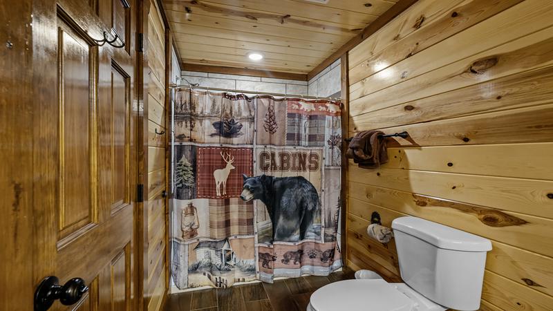 Shower in the second bath of your cabin getaway in the Smokies.