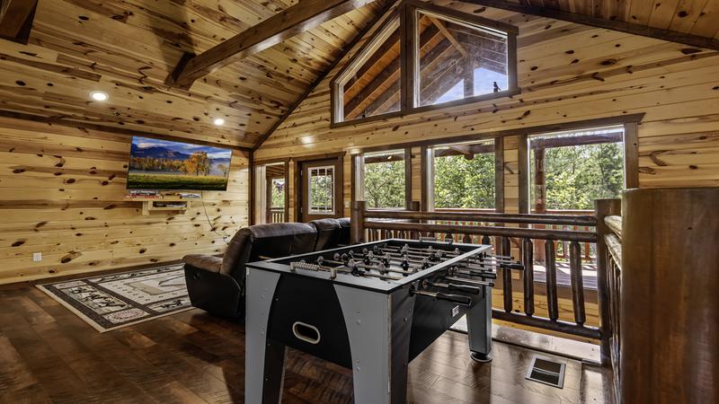 Enjoy endless arcade & foosball challenges during your cabin stay in the Smoky Mounains. 