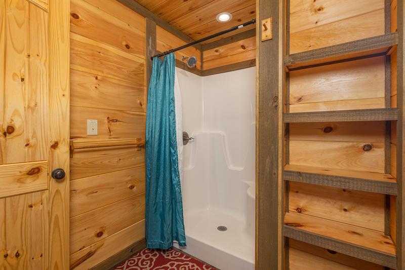 Hop in for a quick shower before heading off to one of the Smoky Mountain famous shows. at The Appalachian in Gatlinburg TN