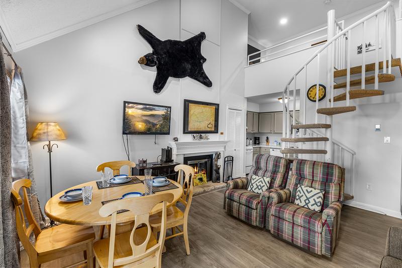 Condo Dining & Living Room Dining room looking towards living room.