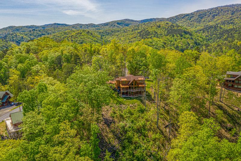 Arial shot of your 5 bedroom cabin getaway in the Smokies. at The Appalachian in Gatlinburg TN