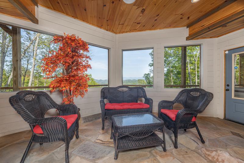 Plenty of pool side seating for the family and guests. at The Appalachian in Gatlinburg TN