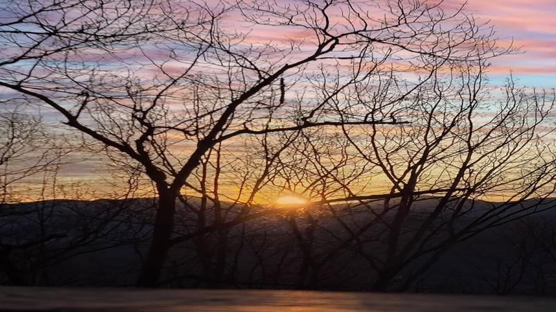 Winter's Gatlinburg sunset at Mountain Escape Chalet.