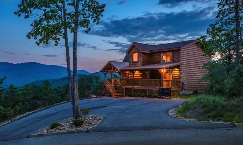 3 Bedroom Cabin Twilight Views Twilight views from our private pool cabin with 3 bedrooms.