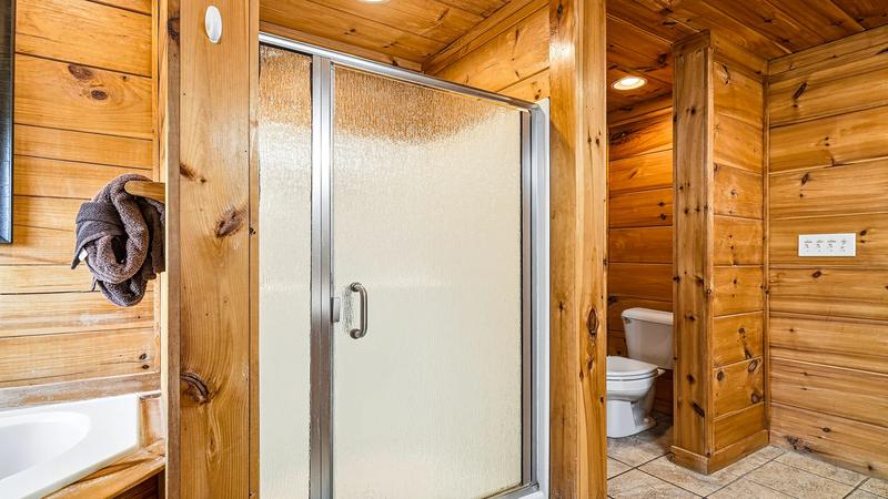 Large Master Bath Easy to get ready for all the adventure in this master bath.