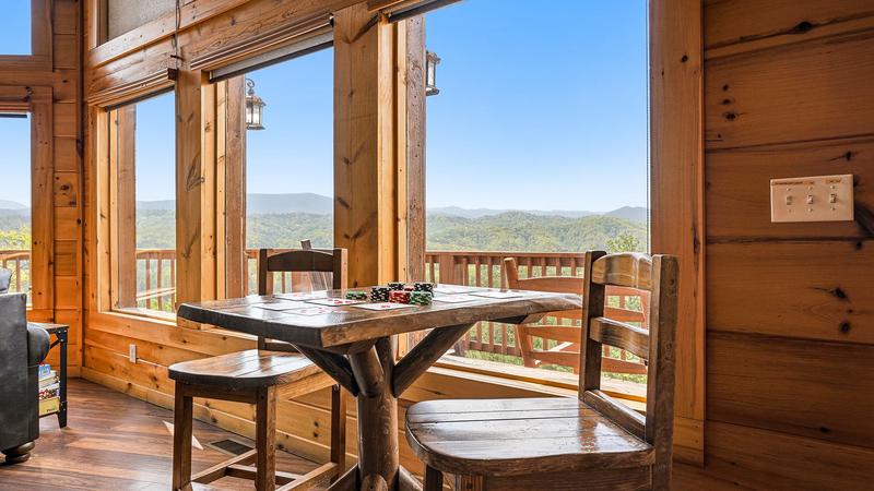 Rental Cabin Card Table How about some card playing while taking in the mountain views.