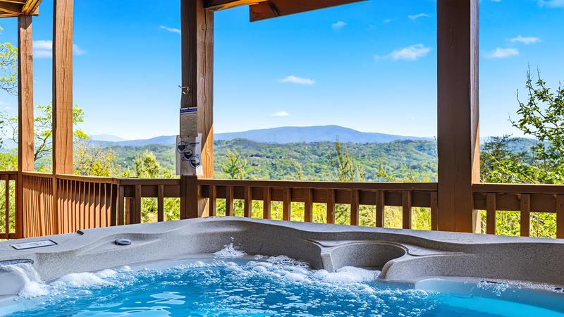 Smoky Mountain Hot Tub Views Relax to seemingly endless Smoky Mountain viws from your cabin hot tub.