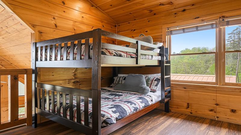 Loft Full Bunkbeds Full sized bunk beds in your cabin's loft.
