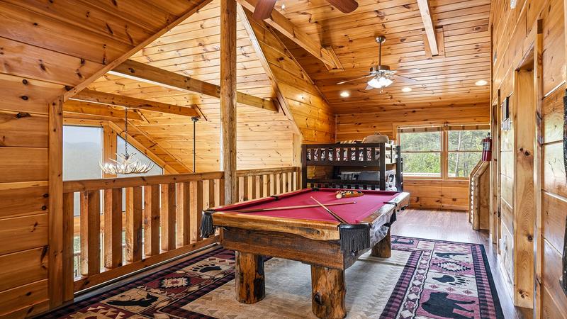 Rental Cabin's Pool Table Full sized pool table in your cabin's loft.