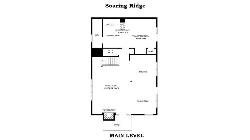 Smoky Mountains Cabin Rental Main Level Floorplan Main level floorplan for Smoky Mountains cabin rental Soaring Ridge.