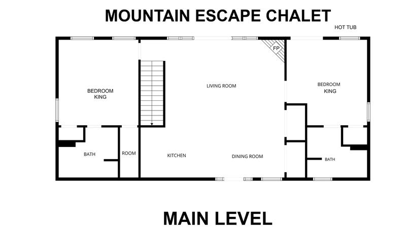 Smoky Mountains Cabin Rental Main Level Floorplan Main level floorplan for Smoky Mountains cabin rental Mountain Escape Chalet.
